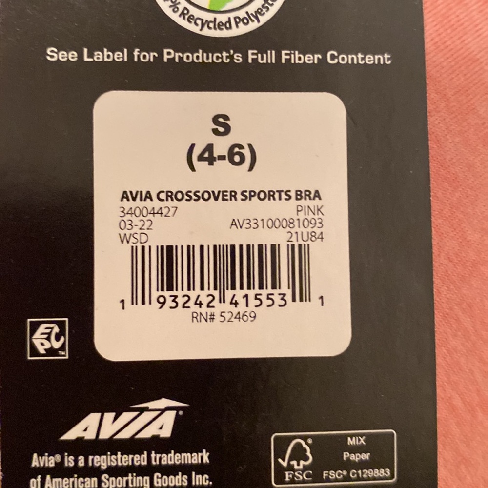 Brand New Avia Pink Crossover Sports Bra…size S (4-6) - Picture 5 of 5
